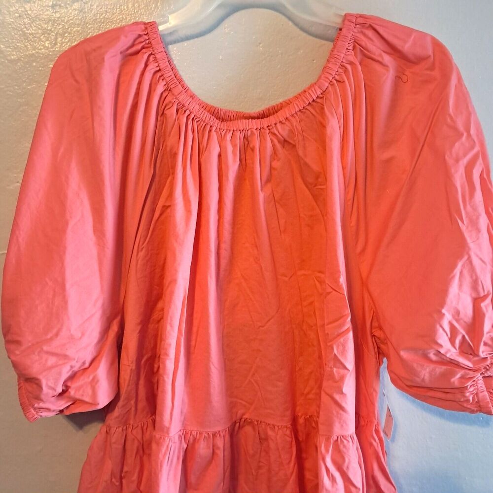 Old Navy Size 4X Blouse Coral Puff Sleeve Cutout Baby Doll Swing Blouse - Picture 2 of 16